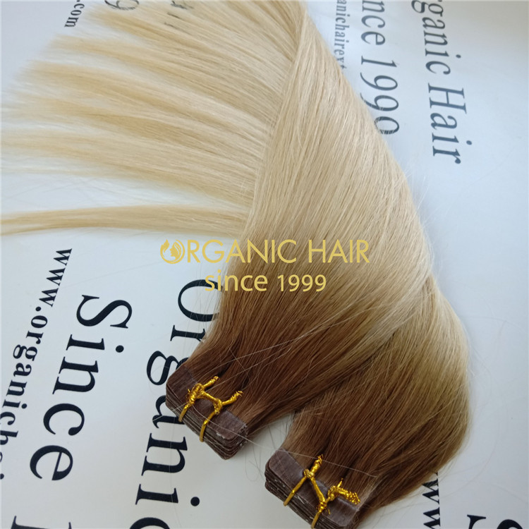 Full cuticle Hightlight balayage virgin human tape in hair A103